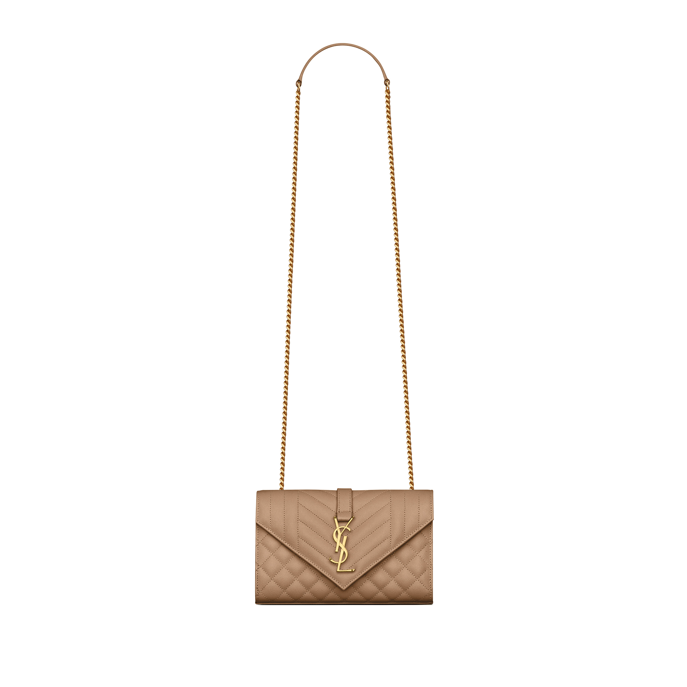 YSL ENVELOPE SMALL IN QUILTED GRAIN DE POUDRE EMBOSSED LEATHER 600195BOW912346 (21*13*6cm)